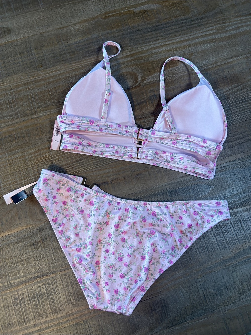 NWT Victoria’s Secret Venus Bloom Pink Ditsy Floral V Hardware‎ Bikini Set | XL - Picture 2 of 12